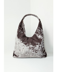 Missguided Grey Velvet Slouch Tote Bag