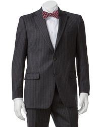 Chaps Striped Wool Cashmere Gray Suit Jacket