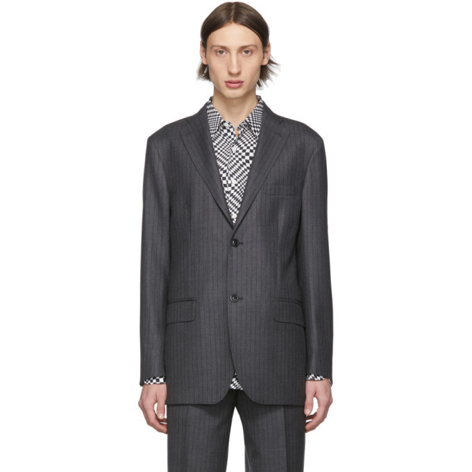 Cobra S.C. Grey Pinstripe Notched Lapel Blazer, $299 | SSENSE | Lookastic