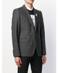 Alexander McQueen Insect Embellished Pinstriped Blazer
