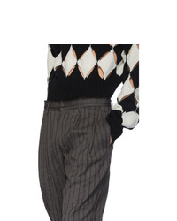 Ziggy Chen Black Striped Carrot Trousers