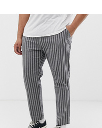 ASOS DESIGN Plus Slim Trousers In Grey Stripe