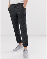 Pier One Slim Fit Trouser With Pinstripe In Grey