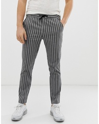 ASOS DESIGN Slim Trousers In Grey Stripe