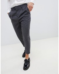 Twisted Tailor Tapered Fit Trouser With Pleat In Pinstripe