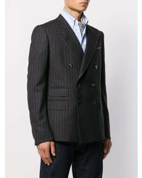 Gucci Pinstripe Double Breasted Exposed Stitching Blazer