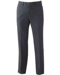 Chaps Striped Wool Cashmere Flat Front Gray Suit Pants