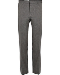 River Island Grey Stripe Slim Suit Pants