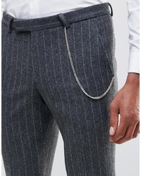 Noose Monkey Super Skinny Pants In Pinstripe With Turn Up
