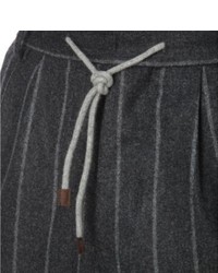 Brunello Cucinelli Pinstriped Flannel Wool Trousers