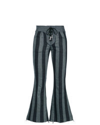 Charcoal Vertical Striped Flare Jeans