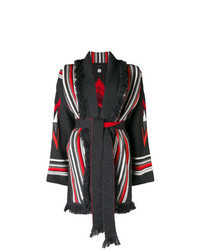 Charcoal Vertical Striped Open Cardigan