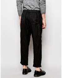 Asos Brand Tapered Pants In Lightweight Pinstripe Dark Gray