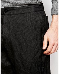 Asos Brand Tapered Pants In Lightweight Pinstripe Dark Gray