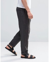Asos Brand Tapered Pants In Lightweight Pinstripe Mid Gray