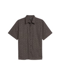 Theory Noll Scribble Short Sleeve Stretch Cotton Button Up Shirt