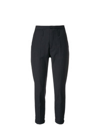 Charcoal Vertical Striped Skinny Pants