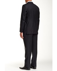 Hickey Freeman Charcoal Pinstripe Two Button Notch Lapel Wool Suit