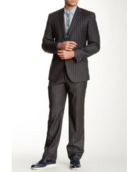 English Laundry Charcoal Pinstripe Two Button Notch Lapel Wool Suit