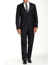 Hickey Freeman Charcoal Pinstripe Two Button Notch Lapel Wool Suit