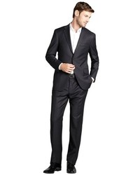 Hickey Freeman Charcoal Pinstripe Wool Two Button Milburn Suit With Flat Front Pants