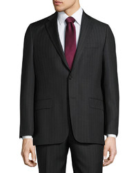 Hickey Freeman Classic Fit Pinstripe Suit Charcoal
