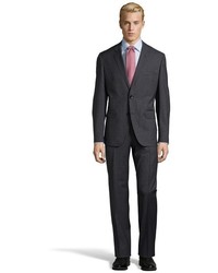 Hugo Boss Dark Grey Pin Stripe Super 110 Virgin Wool 2 Button Johnstons1lenon Suit With Flat Front Pants