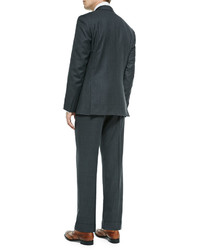 Brioni Herringbone Two Piece Suit Gray