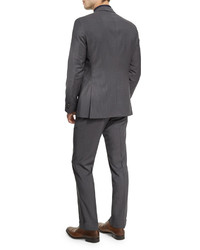 BOSS Johnstons Lennon Fine Striped Slim Fit Basic Two Piece Suit Gray