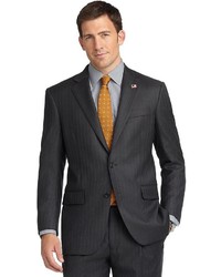 Brooks Brothers Madison Fit Saxxon Charcoal And Navy With Pearl Stripe 1818 Suit