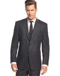 Andrew Marc Marc New York By Charcoal Chalk Stripe Flannel Trim Fit Suit