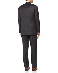 Hickey Freeman Pinstripe Two Button Wool Suit Charcoal