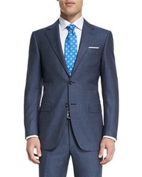 Canali Sienna Contemporary Fit Birdseye Stripe Two Piece Suit Gray