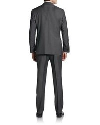 Saks Fifth Avenue BLACK Slim Fit Wool Dobby Stripe Suit