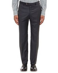 Isaia Striped Super 170s Gregory Two Button Suit Black