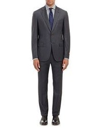 Isaia Striped Super 170s Gregory Two Button Suit Black