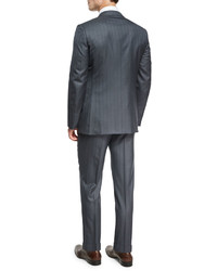 Ermenegildo Zegna Tonal Stripe Trofeo 600 Two Piece Suit Gray