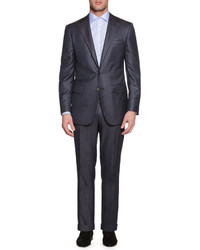 Stefano Ricci Tonal Stripe Two Piece Cashmere Blend Suit Gray