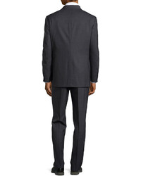 Hickey Freeman Wool Regital Stripe Two Piece Suit Charcoal