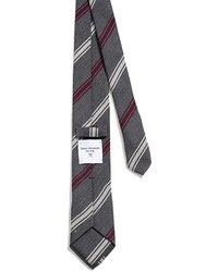 Ernest Alexander Fitzgerald Charcoal Striped Silk Necktie