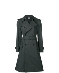 Charcoal Vertical Striped Trenchcoat