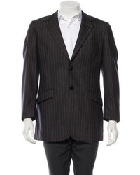 Charcoal Vertical Striped Wool Blazer
