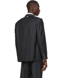 Thom Browne Grey Wool Pinstripe Single Vent Sport Coat Blazer