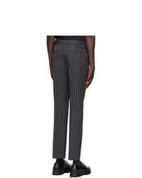 Neil Barrett Grey Wool Striped Trousers