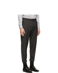 Z Zegna Grey Wool Striped Trousers