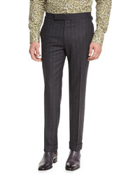 Tom Ford Flannel Stripe Trousers Gray