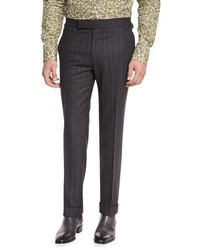 Tom Ford Flannel Stripe Trousers Gray
