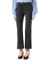 Charcoal Vertical Striped Wool Flare Pants