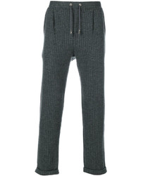 Charcoal Vertical Striped Wool Pants