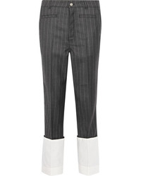 Loewe Pinstriped Wool Straight Leg Pants Dark Gray